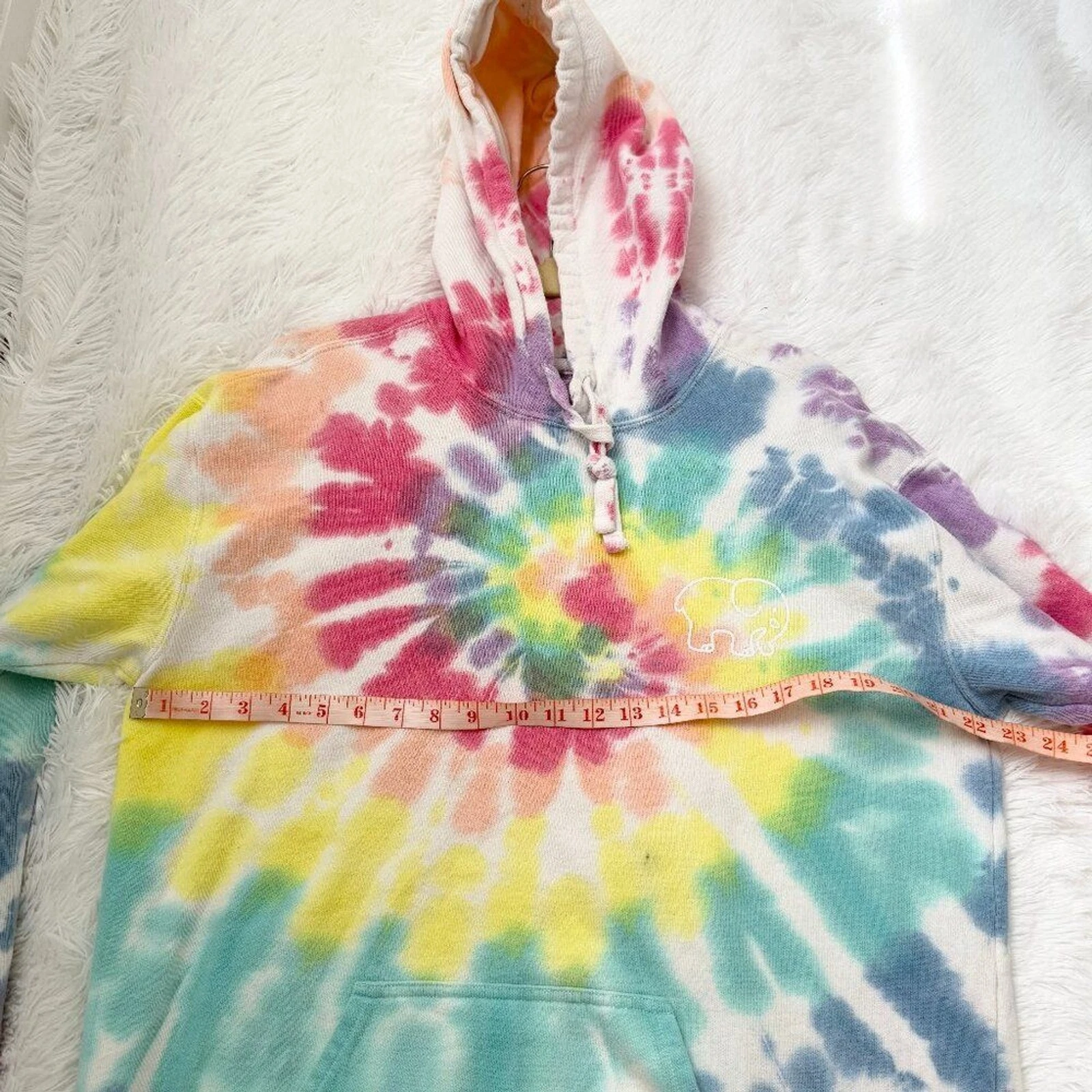 OFF WHITE Felpa donna avorio Ella tie dye oversize con cappuccio multicolore taglia media