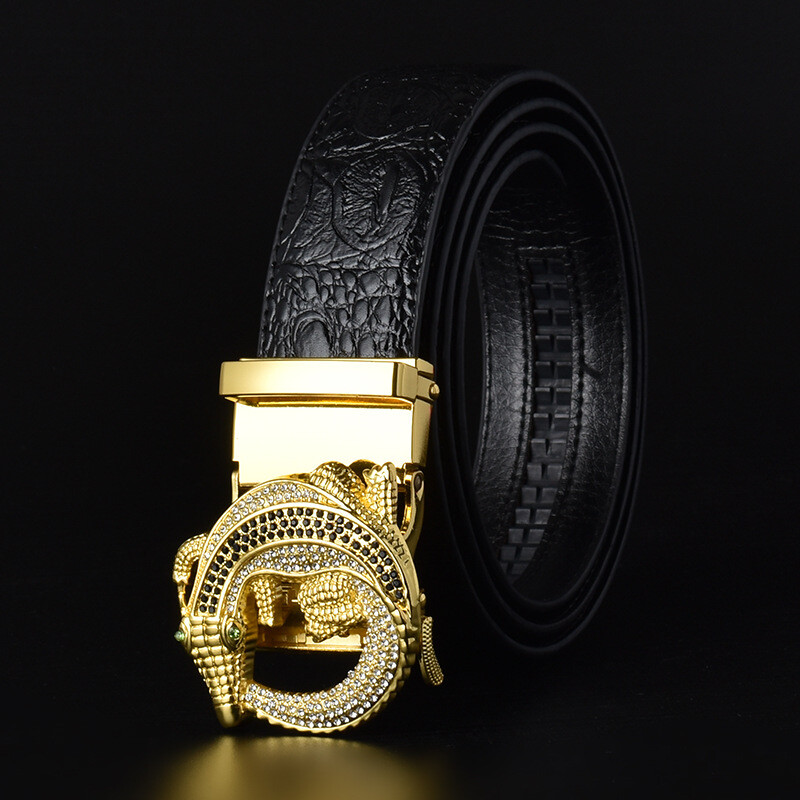 Men Belt Size 36 38 40 42 44 Leather Waist Belt Buckle Western Rhinestone  Belt