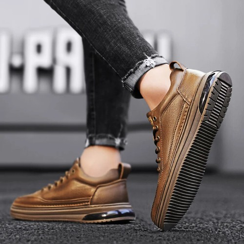 Men's Oxford Genuine Leather Lightweight Sneakers Elegant Business Footwear - Picture 9 of 11