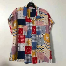 Multiples American Patchwork Print Crinkle Woven Shirt