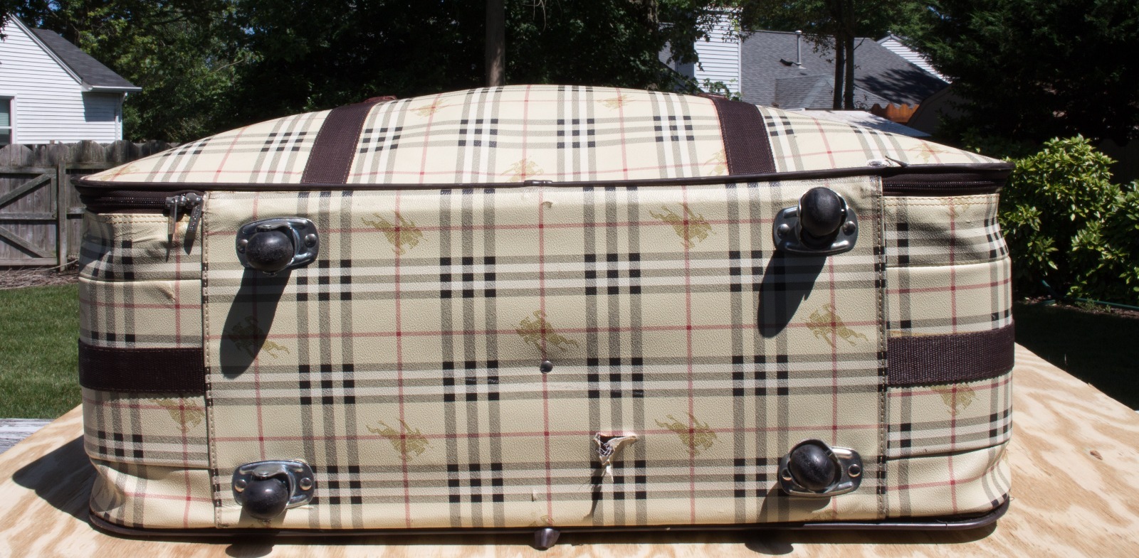 Rare VTG Burberry's Signature Plaid London Large Travel Case 32in x 24in image 7