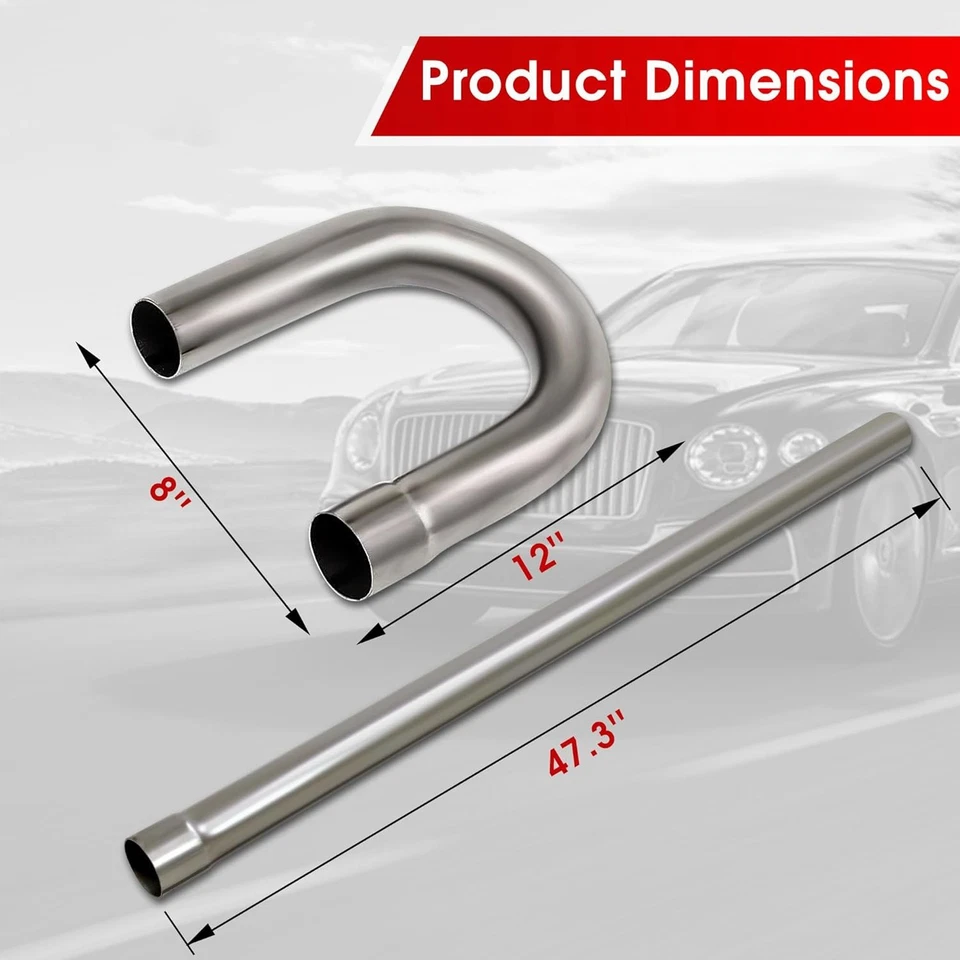 For Jeep Cherokee 8X 2.5" Exhaust Pipe Mandrel Straight Bend Kit Stainless Steel - Image 3 of 4