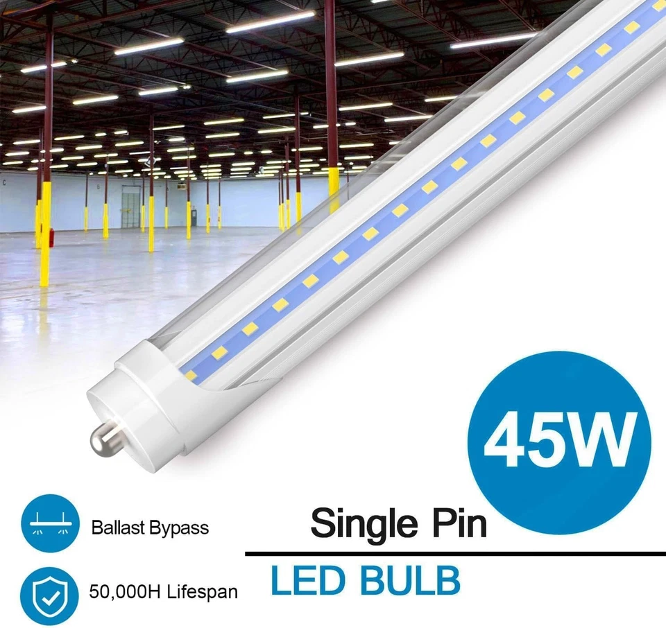 25pcs 8FT LED Shop Light Bulbs T8 Fa8 45W 8 Foot T10 T12 LED Tube Lights Clear - Image 3 of 4