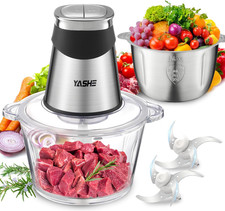 Hachoir Électrique 1,8L+2L, Robot De Cuisine Avec Récipients En Verre Et En Acie