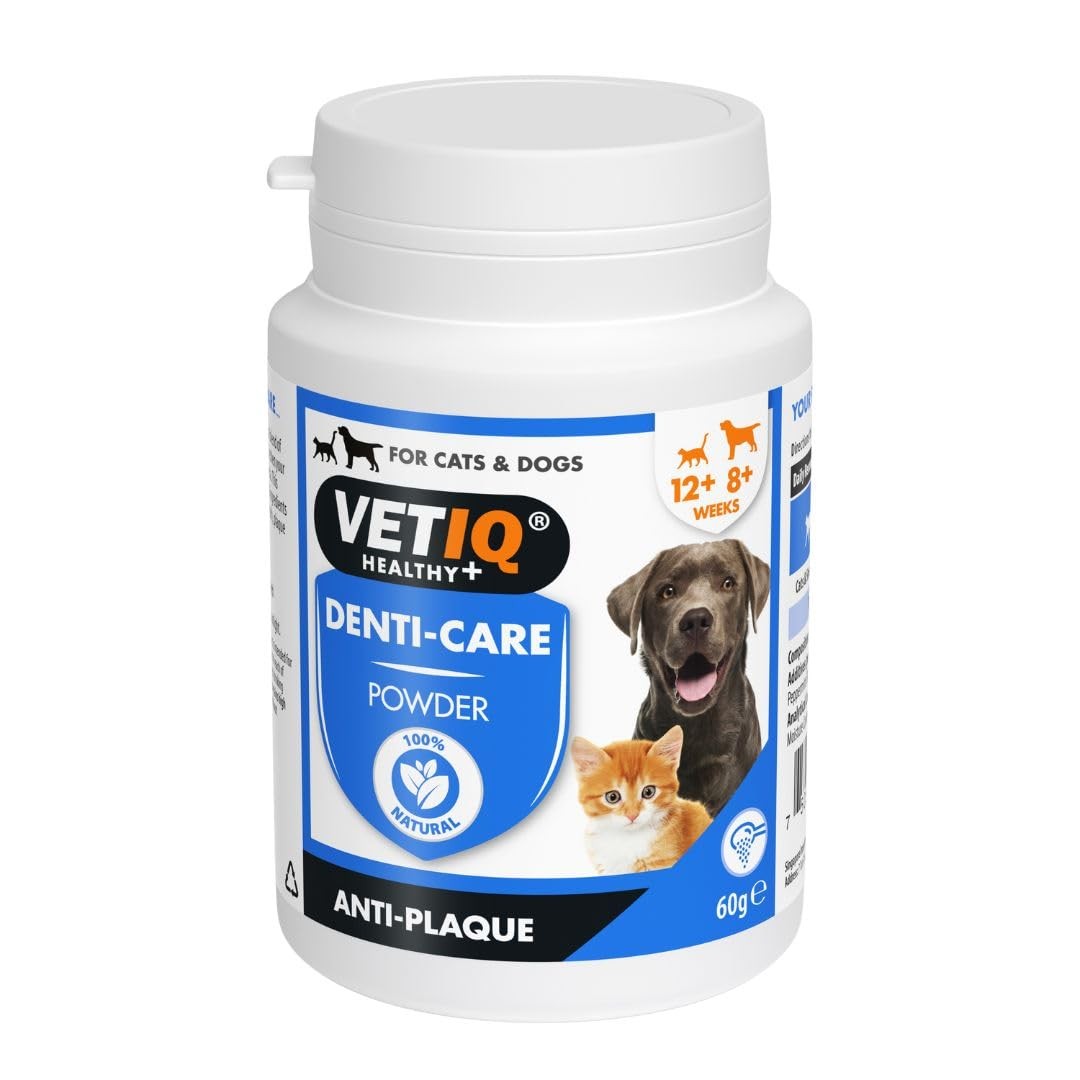 VETIQ Denti Care Dental Powder for Dogs & Cats Natural Plaque & Tartar Control