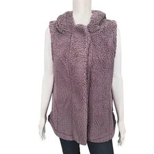 Koolaburra by UGG Brushed Back Sherpa Cozy Snap Front Vest Large Size Purple