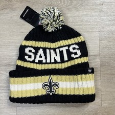 New Orleans Saints NFL 47 Brand Cuffed Knit Pom Beanie Hat One Size NWT