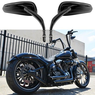 2x Schwarz Motorrad Spiegel Rückspiegel für Harley Davidson Breakout CVO Custom