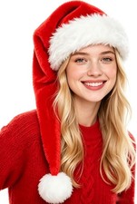Long Santa Hats Xmas Velvet Christmas Hats for Adults Keep Warm Winter Christmas