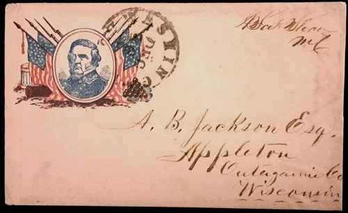 Civil War Patriotic - Scarce Portrait of General Scott Surrounded by Flags