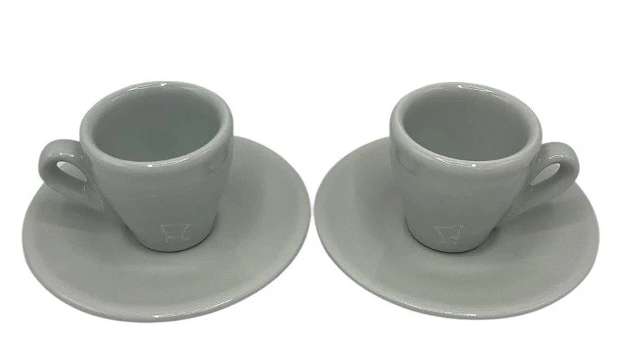 Nuova Point Espresso Set Of 2 Cups & Saucers Italy Classic Restaurant White Mug - Image 4 of 4