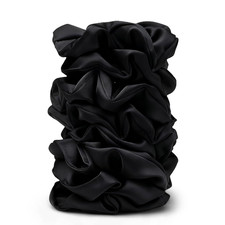 Satin Scrunchies for Women 8PCS Black Silk Hair Ties No Crease, Frizz-Free