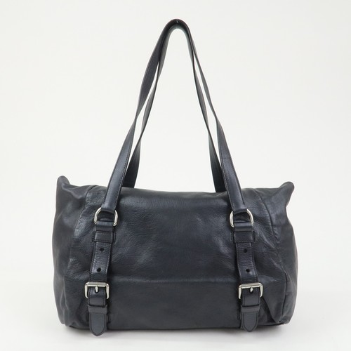 PRADA Logo Leather Shoulder Bag Hand Bag Black BR3901 Authentic Used F/S - Picture 2 of 24