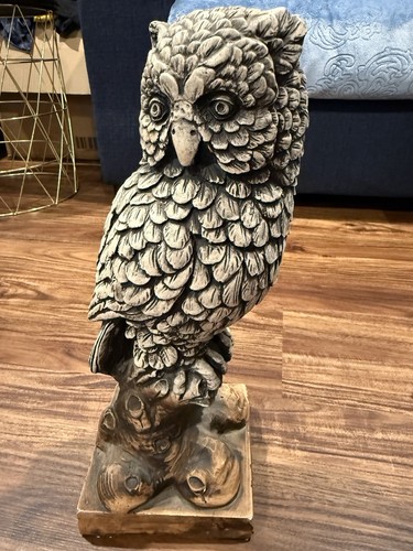 Vintage Marwal Gray OWL Carving 14" Tall Statue Large Figure Sculpture 6 Lbs - Picture 2 of 8
