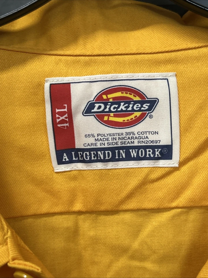 NWT Baggy Dickies Mechanic Workwear Set Pants 48x32 + Shirt 4XL Golden Yellow - Image 4 of 4