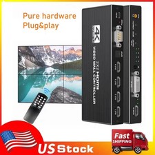 4K 2x2 HDMI DVI TV Wall Controller Processor 1x2/1x3/1x4 Multi-Screen Splicer US