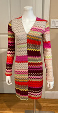 Missoni Orange Label Zig- Zag Patterned V-Neck Mini Dress/ Tunic Sz 38 IT