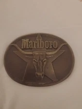 Vintage Marlboro Solid Brass Belt Buckle Philip Morris 1987 Tobacco Smoking