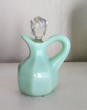 Vintage Mosser Glass Jadeite Jadite Green Glass Cruet with Lid Jade ite HTF