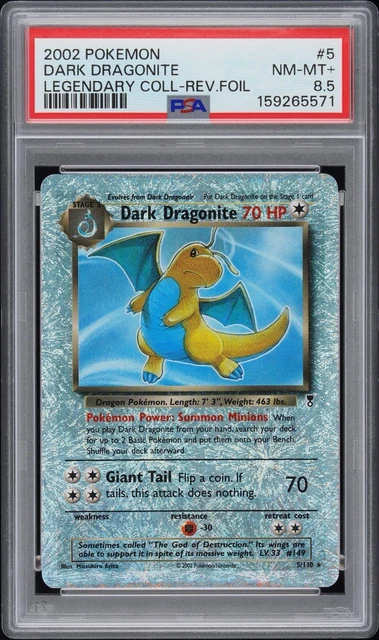 Pokemon Dark Dragonite Reverse Holo Legendary Coll. 5 PSA 8.5 | Pop 6 New Cert