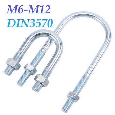 'U' Bolt With 2 Hex Nuts Clamp Pipe Tube M6 M8 M10 M12 Carbon Steel Zinc Plated