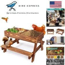 Wooden Chicken Feeder Kit Large DIY Tabletop Bird and Duck Feed Station