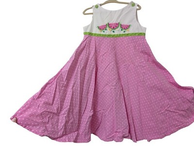 Austin & Ashley Sleeveless Dress Watermelon Girls Sz 6 pink white Vintage 90s