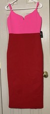 Express Contour Block Stretch Dress Adjustable Straps Pink & Red Medium NWT