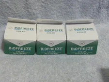 3 Biofreeze Menthol Pain Relieving Cream Each 3 Oz. New In Box