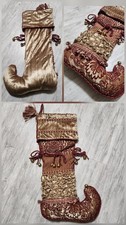 NEW Luxury Bella Rose Victorian-Style Christmas Stocking Gold Burgundy Jacquard