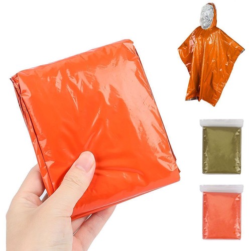 Reusable Mylar Thermal Blanket Poncho Emergency Survival Rain Camping Gear 1/2PC - Picture 3 of 11