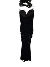 Fashion Nova strapless black dress with Formal Prom velvet gown long #SW003