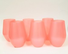 Image of NEW SET OF 6 ALL PURPOSE WATER,WINE PEARL OPAQUE PINK GLASSES