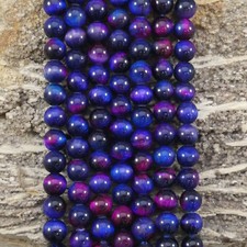 Galaxy Tiger Eye  Dyed Round 6mm 8mm 10mm