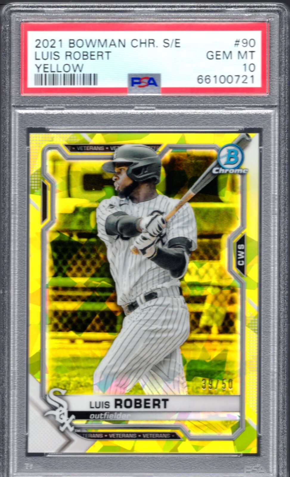 2021 Bowman Chrome Sapphire Edition Yellow Refractor /50 Luis Robert #90 PSA 10