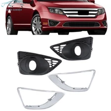 Fog Lamp Cover w/Black Bezel 4Pcs For 2010-2011-2012 Ford Fusion Left&Right Side
