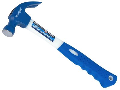 BlueSpot 16 Unzen Klauenhammer Fiberglas Gummigriff Griff gehärteter Stahlkopf