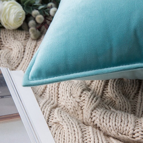 New 18" 20" 24" Velvet Piped Solid Cushion Cover Pillow Case Home Sofa Bed Decor - Picture 3 of 36