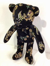 Sugar Loaf Bear Black w Sparkly Flowers Plush