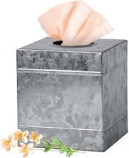 Autumn Alley Square Rustic Tissue Box Cover - Galvanized Bathroom Accessories