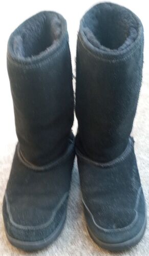 Bearpaw 605W Meadow Black Suede Sheepskin Wool Lined Womens Winter Boots Size 9 - Picture 3 of 7