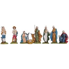 Presepe composto da 12 pezzi in resina completo con occhi dipinti 30 cm