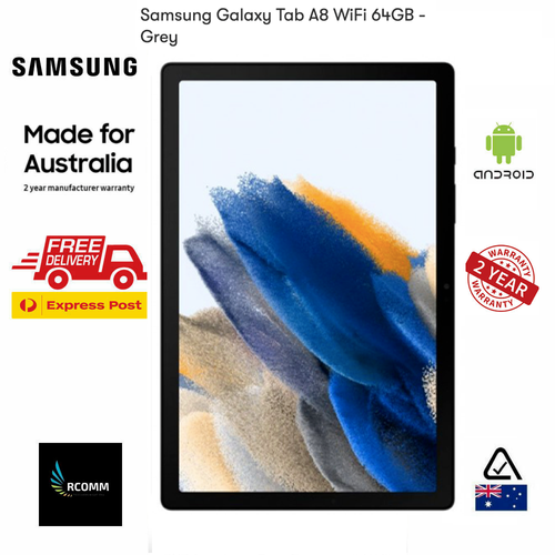 NEW Samsung Galaxy Tab A8 Wi-Fi (10.5'' 64GB/4GB, SM-X200NZAEXSA) Grey AU STOCK - Picture 1 of 9