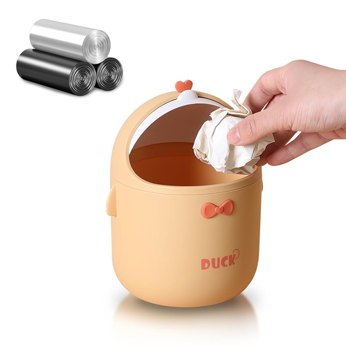 Cute Desktop Trash Can Wastebasket with 90 Trash Bags, Creative Mini Countertop