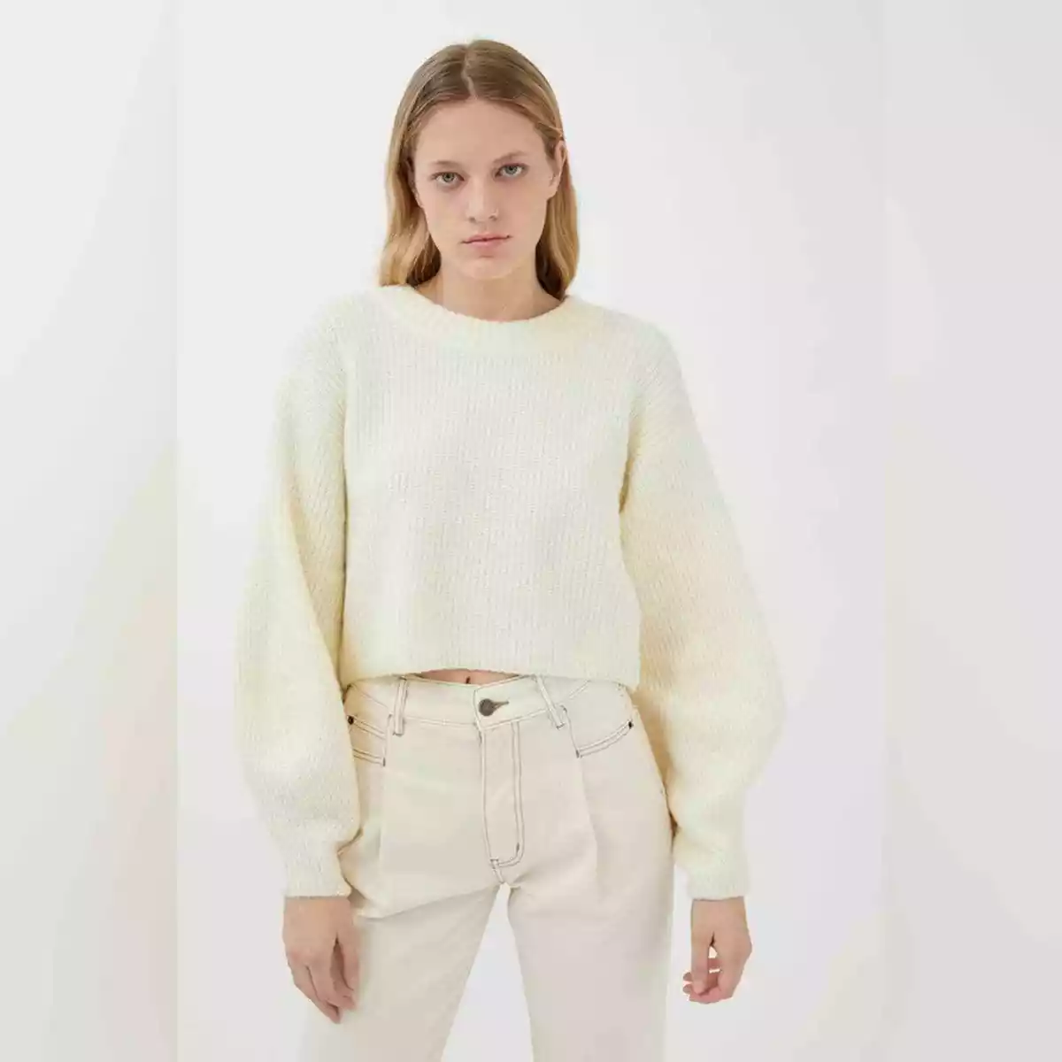 Cream cropped sweater cheap