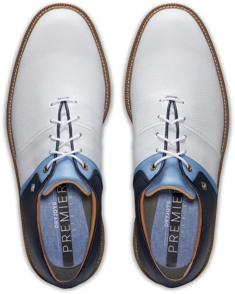 Обувь для гольфа FootJoy Dryjoys серии Premiere Packard - белая/синяя 54398-BLEMS - Изображение 3 из 4