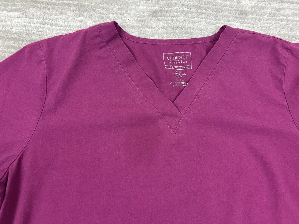 Blusa Médica Cherokee Adulto Grande Roja 2 Vías Elastizada Ropa de Trabajo Manga Corta Foto 4 de 4