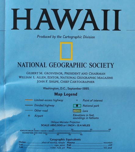Mappa Geografica Nazionale delle Hawaii settembre 1995 - Foto 4 di 4