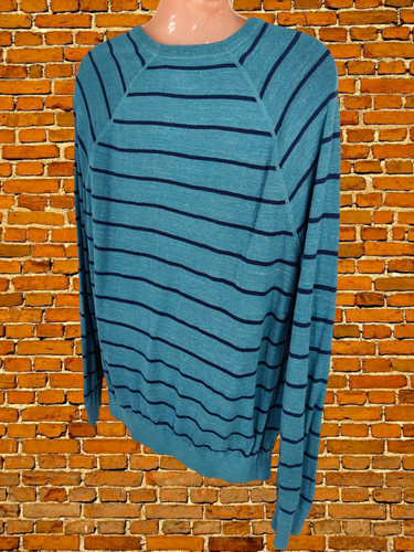 MENS GAP SIZE UK XL LARGE TEAL BLUE MIX COTTON LINEN MIX SWEATER PULLOVER JUMPER - Picture 4 of 5
