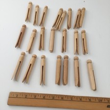 Vintage Mid Century Lot of 22 Wooden Clothes Pins Round Head Made in USA Lot #3